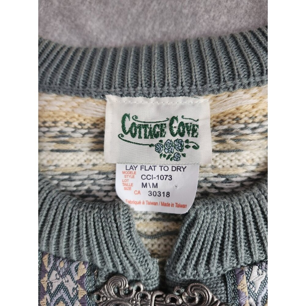 Cottage Cove Vintage Sweater With Buckle Clasps M - Picture 8 of 8